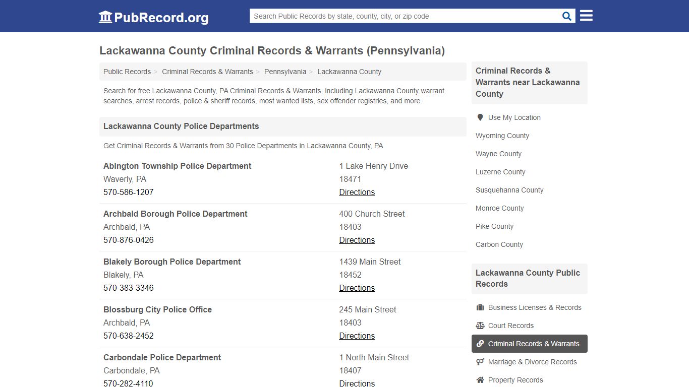 Lackawanna County Criminal Records & Warrants (Pennsylvania)