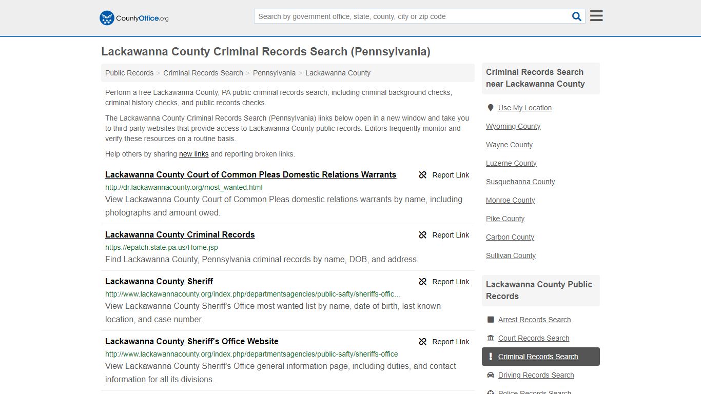 Lackawanna County Criminal Records Search (Pennsylvania)