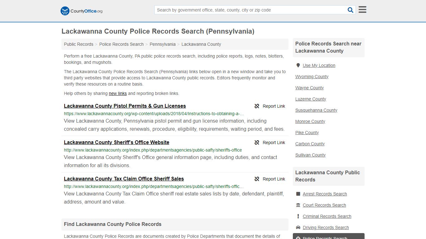 Lackawanna County Police Records Search (Pennsylvania) - County Office